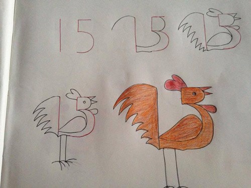 Hướng dẫn trẻ cách vẽ con gà từ số 15