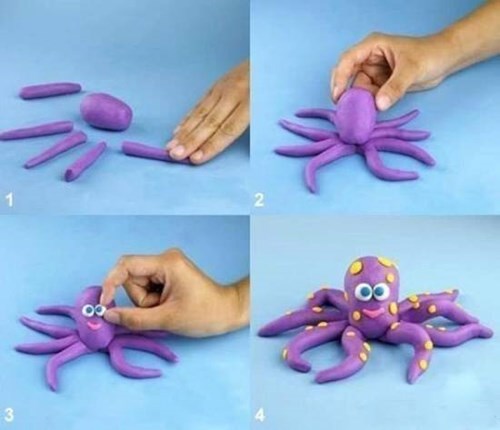 Hướng dẫn trẻ nặn: Con bạch tuộc.