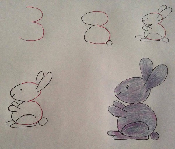Hướng dẫn trẻ cách vẽ con thỏ từ số 3