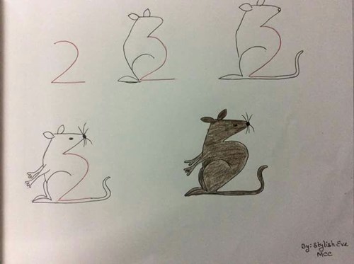 Hướng dẫn trẻ cách vẽ con chuột từ số 2
