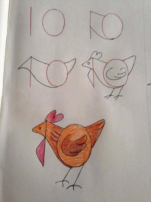 Hướng dẫn trẻ cách vẽ con gà từ số 10