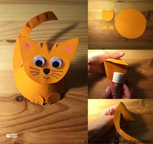 Hướng dẫn trẻ cách làm con mèo từ giấy