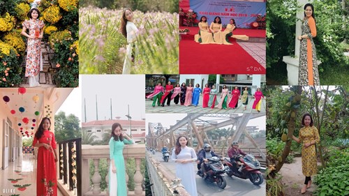 Khối MGL Trường MN Tràng An hưởng ứng tuần lễ áo dài Việt Nam
