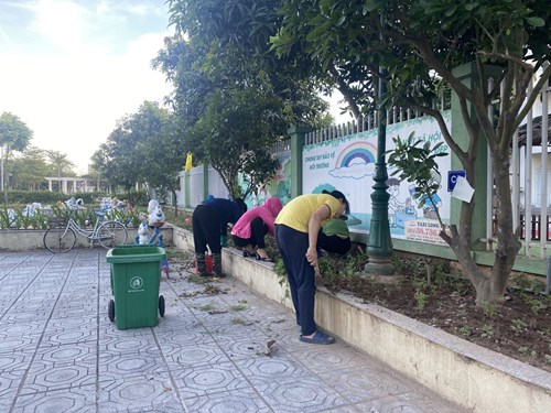 Buổi lao động vệ sinh cắt tỉa lá khô của nhân viên nuôi dưỡng