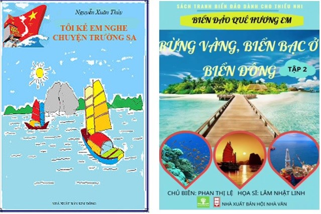 Sản phẩm của học sinh khối 4 với cuộc thi  Thiết kế bìa sách  chủ đề  Biển đảo quê hương em . Hưởng ứng Tuần lễ văn hóa đọc và Ngày hội đọc sách năm học 2021-2022