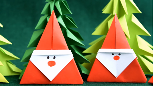 Hướng dẫn gập hình Santa Claus từ giấy mầu đơn giản