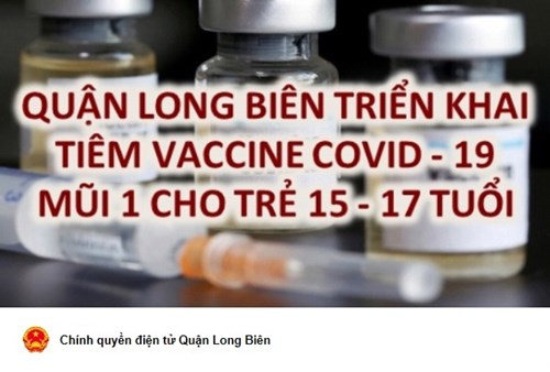 Tiêm vắc xin COVID-19 mũi 1 cho trẻ từ 15 - 17 tuổi 