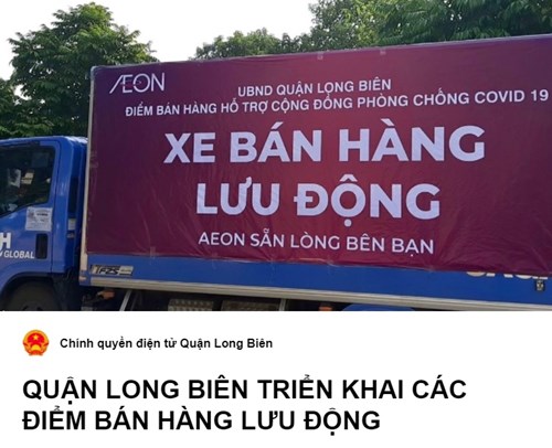 Quận Long Biên đã triển khai 04 điểm bán hàng lưu động để phục vụ nhân dân