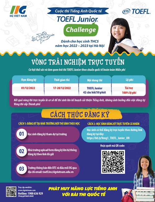 Thông báo Phát động Cuộc thi tiếng Anh TOEFL Junior Challenge - 2022-2023