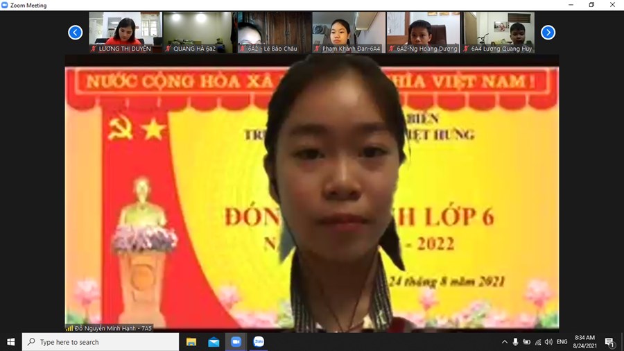 Con HS Đỗ Nguyễn Minh Hạnh phát biểu