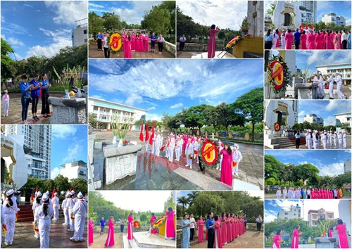 Lễ dâng hương tại đài tưởng niệm các anh hùng liệt sỹ phường Phúc Lợi và Giang Biên