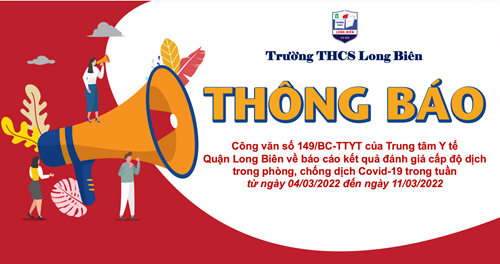 Công văn số 149/BC-TTYT của Trung tâm Y tế  Quận Long Biên về báo cáo kết quả đánh giá cấp độ dịch  trong phòng, chống dịch Covid-19 trong tuần  từ ngày 04/03/2022 đến ngày 11/03/2022
