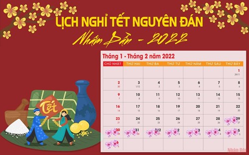 Thông báo lịch nghỉ Tết Nhâm Dần năm 2022 và lịch trực Tết của CBGVNV