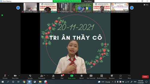 Lời tri ân của học sinh Nguyễn Mai Anh - lớp 9A1 dành tặng các thầy cô nhân ngày Nhà giáo Việt Nam 20/11