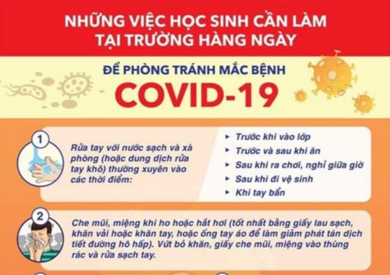 Những việc học sinh cần làm tại nhà và tại trường để phòng tránh dịch bệnh Covid-19