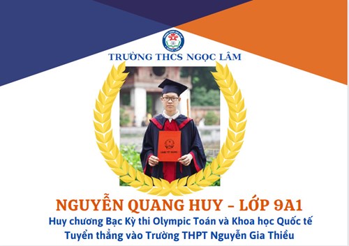 Nguyễn Quang Huy- học sinh lớp 9A1 - Tấm gương điển hình  trong học tập và rèn luyện của trường THCS Ngọc Lâm