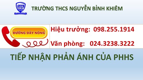 Thông tin đường dây nóng tiếp nhận phản ánh của phụ huynh học sinh trường THCS Nguyễn Bỉnh Khiêm