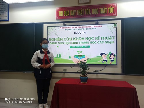 Học sinh trường THCS Nguyễn Bỉnh Khiêm tham dự thi Nghiên cứu khoa học cấp Quận năm học 2021- 2022