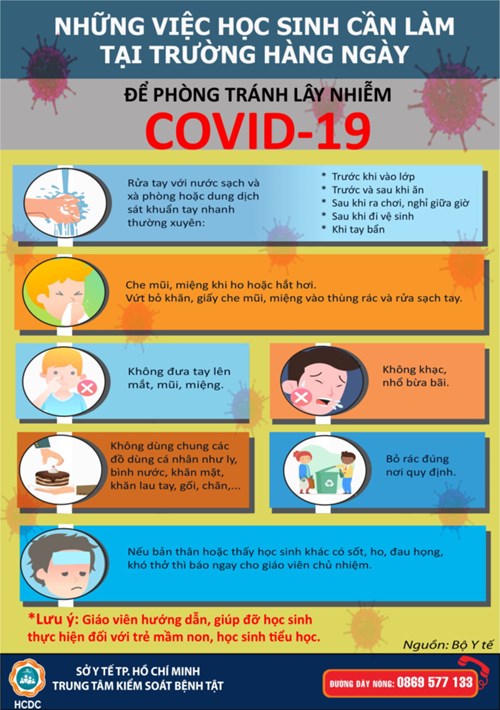 Những việc học sinh cần làm tại trường hằng ngày để phòng tránh lây nhiễm covid - 19