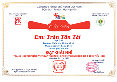 32 giải cấp Thành phố tại 2 cuộc thi: Trạng nguyên Tiếng Việt; Trạng nguyên Toàn tài
