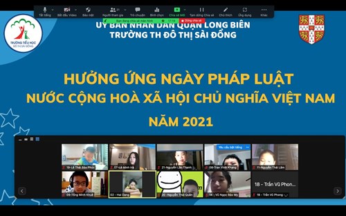 Thầy trò trường TH Đô thị Sài Đồng hưởng ứng Ngày Pháp luật nước Cộng hoà Xã hội Chủ nghĩa Việt Nam năm 2021