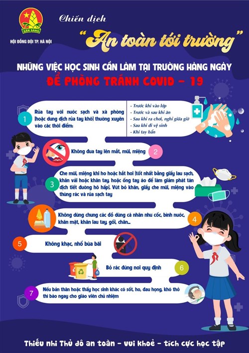 Liên đội TH Đô thị Sài Đồng tuyên truyền chiến dịch  An toàn tới trường  của Hội đồng Đội thành phố Hà Nội