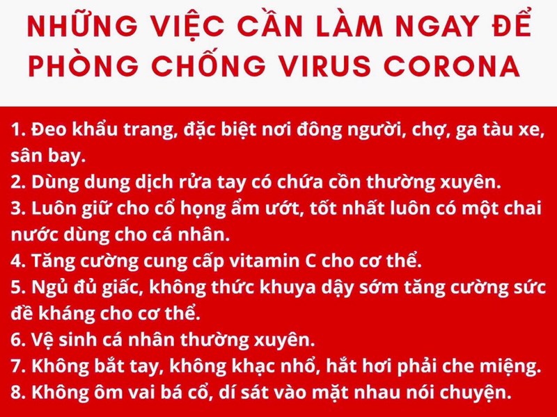 Những việc cần làm ngay để phòng chống Virus Corona
