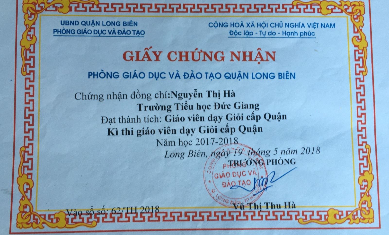 Cô giáo Nguyễn Thị Hà