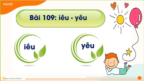 Tiếng Việt 1 - Tuần 21 - Học vần - Bài 109: iêu - yêu (tiết 2)