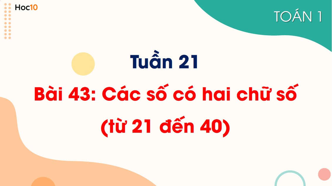 Toán 1 - Tuần 21 - Bài 43: Các số có hai chữ số (từ 21 đến 40)