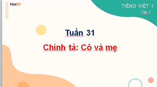 Tiếng Việt 1 - Tuần 31 - Chính tả: Tập chép Mẹ và cô