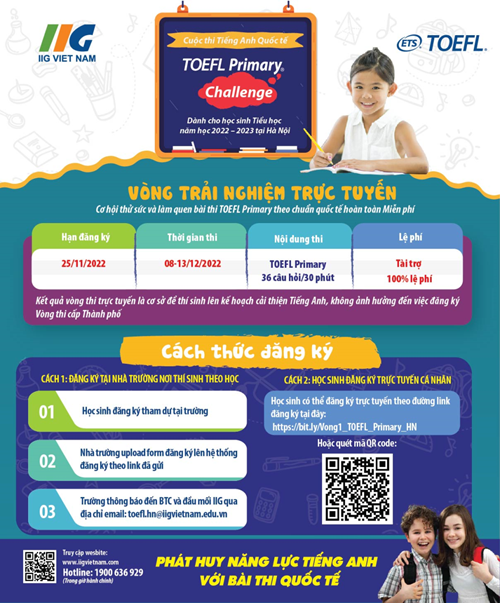 Thông báo về Cuộc thi tiếng Anh TOEFL Primary Challenge - 2022-2023