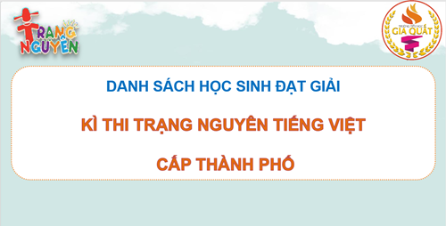 Danh sách học sinh đạt giải cuộc thi Trạng nguyên Tiếng Việt cấp Thành phố