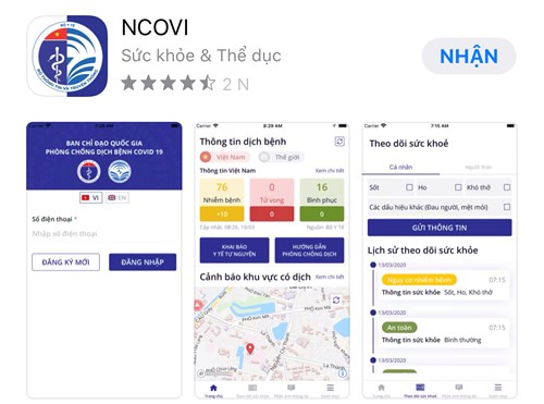 Ứng dụng NCOVI thực hiện khai báo sức khỏe tự nguyện do Bộ Y tế và Bộ Thông Tin Truyền thông chỉ đạo xây dựng.