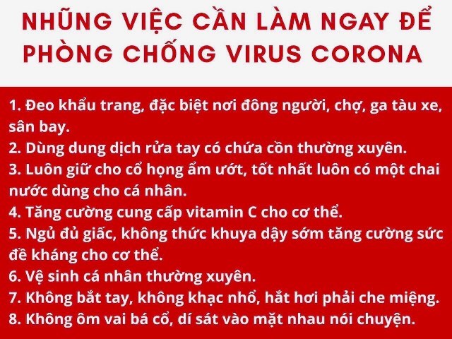 Những việc cần làm ngay để phòng chống virus Corona