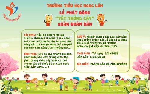 Trường Tiểu học Ngọc Lâm phát động  Tết trồng cây  xuân Nhâm Dần 2022