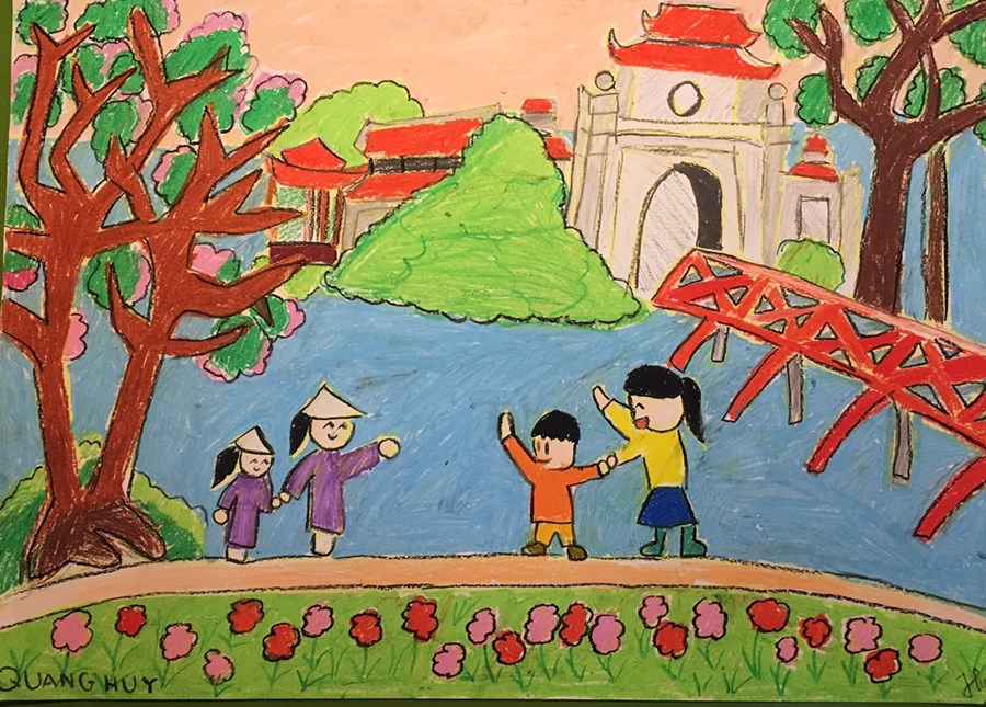 Nguyễn Quang Huy lớp 5A3 tham gia thi vẽ tranh Hà Nội trong e