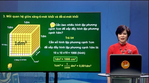 Tiết dạy môn toán Lớp 5: Xăng ti mét khối, Đề xi mét khối của cô giáo Hoàng Yến 