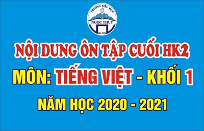 Nội dung ôn tập cuối Hk2 - Môn Tiếng Việt - Khối 1. Năm học 2020 - 2021
