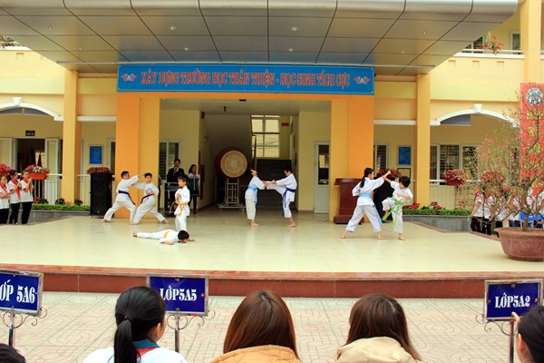 Tiết mục biểu diễn võ thuật của CLB Karatedo của Liên đội 