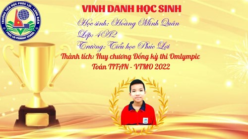 Chúc mừng em Hoàng Minh Quân đã đạt thành tích trong cuộc thi Olimpic Toán TITAN-VTMO 2022