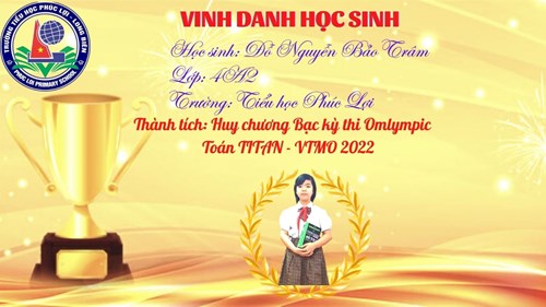 Chúc mừng em Đỗ Nguyễn Bảo Trâm đã đạt thành tích trong cuộc thi Olimpic Toán TITAN-VTMO 2022
