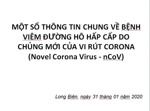 Một số thông tin chung về bệnh viêm đường hô hấp cấp do chủng mới của vi rút Corona (Novel Corona Virus - nCoV)