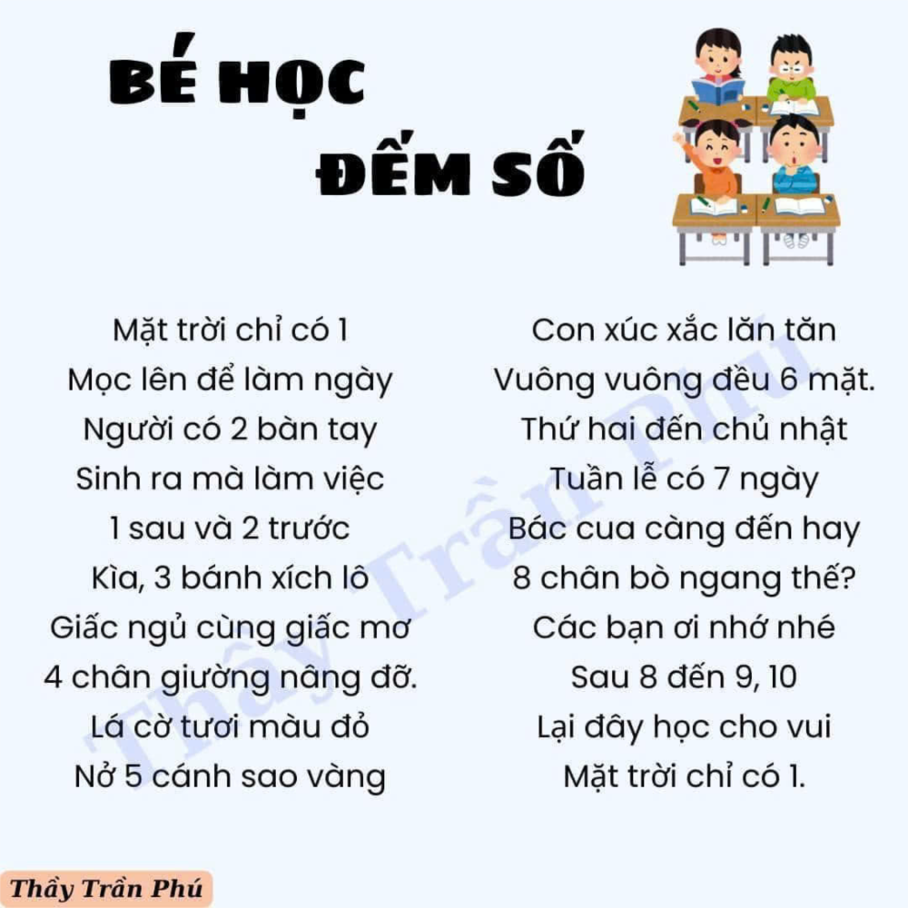 Thơ: Bé học đếm số