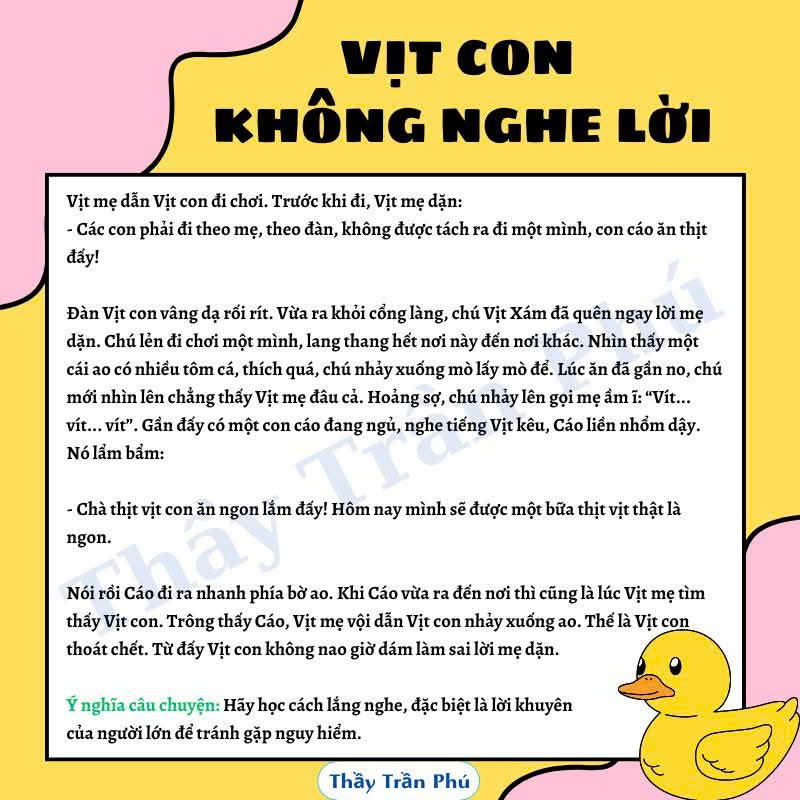 Truyện: Vịt con không nghe lời