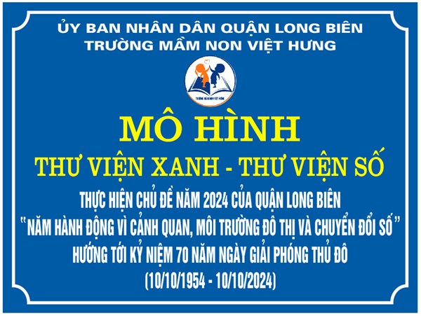 Lễ ra mắt mô hình   Thư viện xanh - Thư viện sô  của Trường MN Việt Hưng.