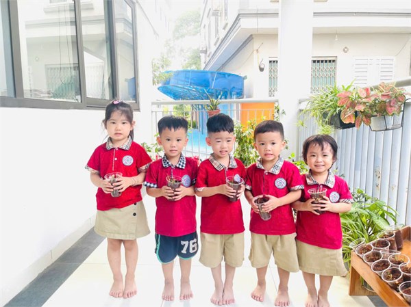 Các bạn lớp C4 làm hoạt động   Bé gieo hạt ngô 