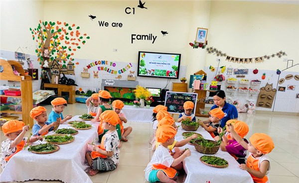 Thư viện ảnh tháng 6:  Đầu bếp tí hon  với hoạt động: Nhặt rau mồng tơi